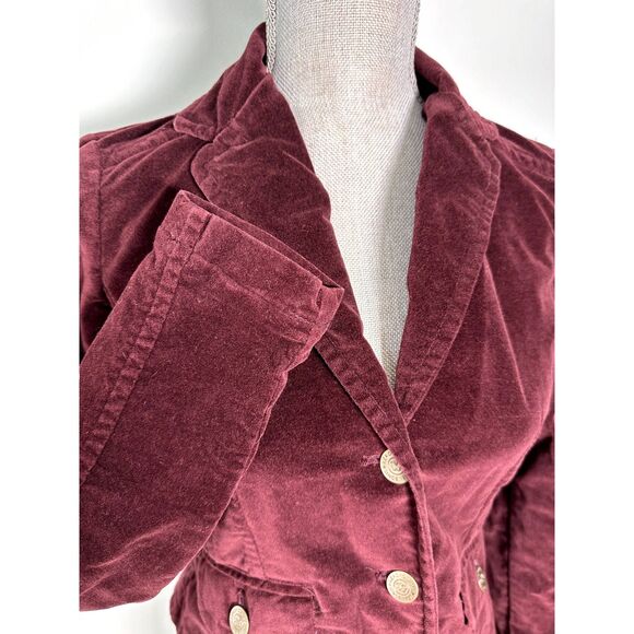 Y2k Aeropostale Velvet Burgundy Plum Red Blazer Jacket size Small - Picture 5 of 9